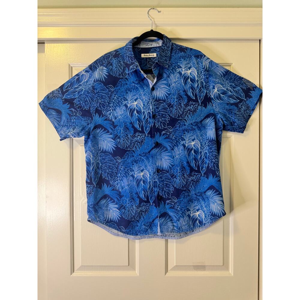 Tommy Bahama 100% Silk Short Sleeve Tropical Button Down Shirt - Size L